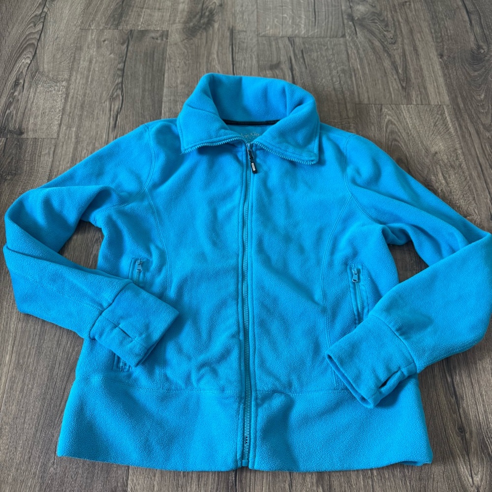 Calvin Klein Performance Turquoise Fleece Jacket size medium women pockets
